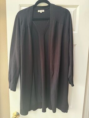 Retrology - Ribbed Open Cardigan - Black